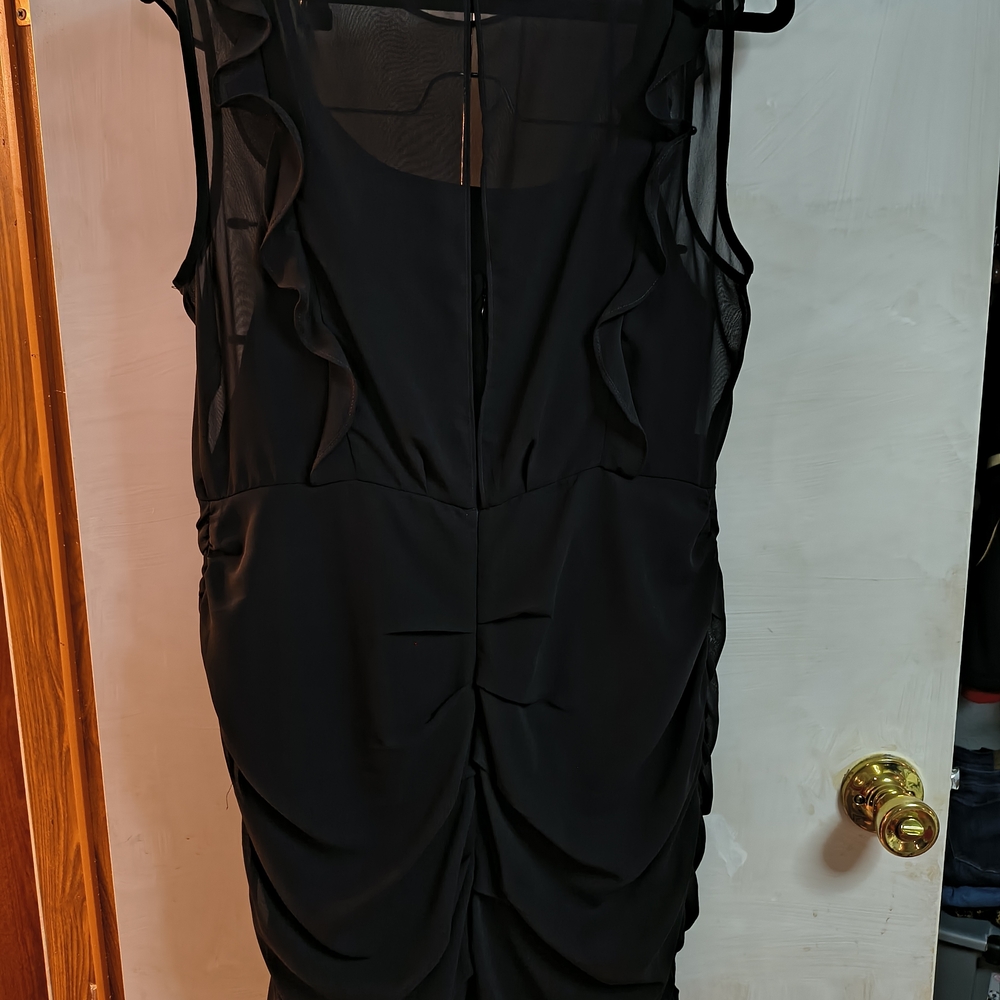 Express Black Ruffle Midi Dress - Picture 2 of 7